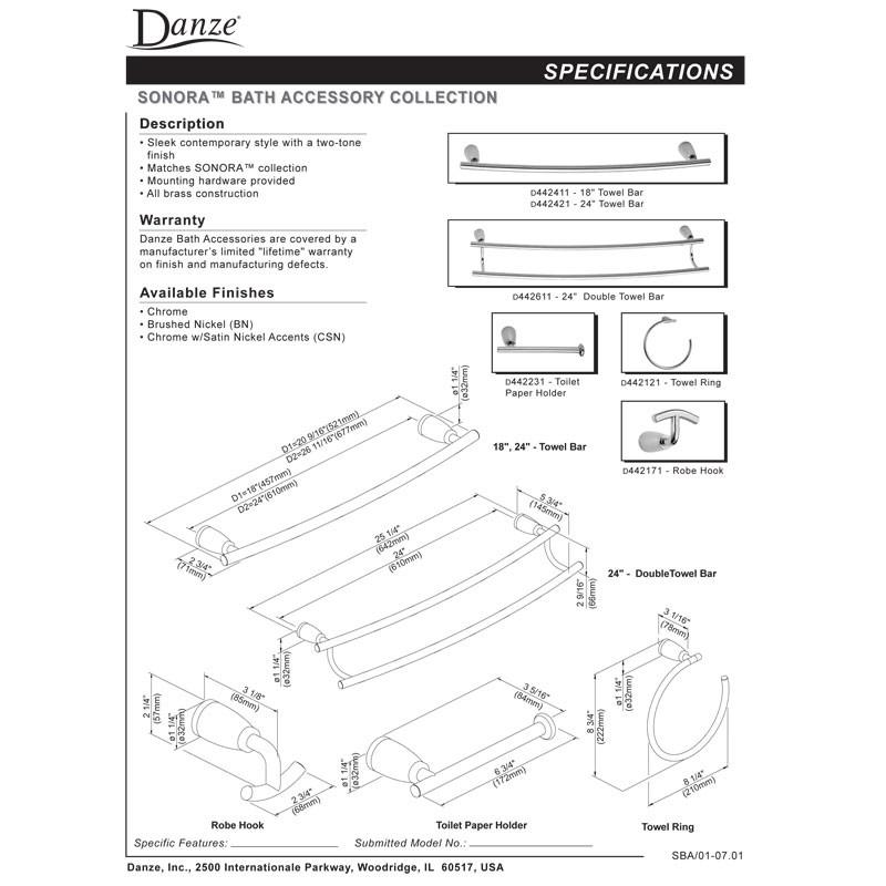 Danze Sonora Brushed Nickel Single Post Toilet Paper Holder