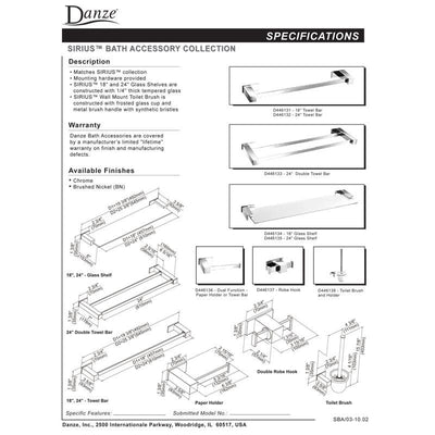 Danze Sirius Collection 24" Ultra Modern Brushed Nickel Double Towel Bar