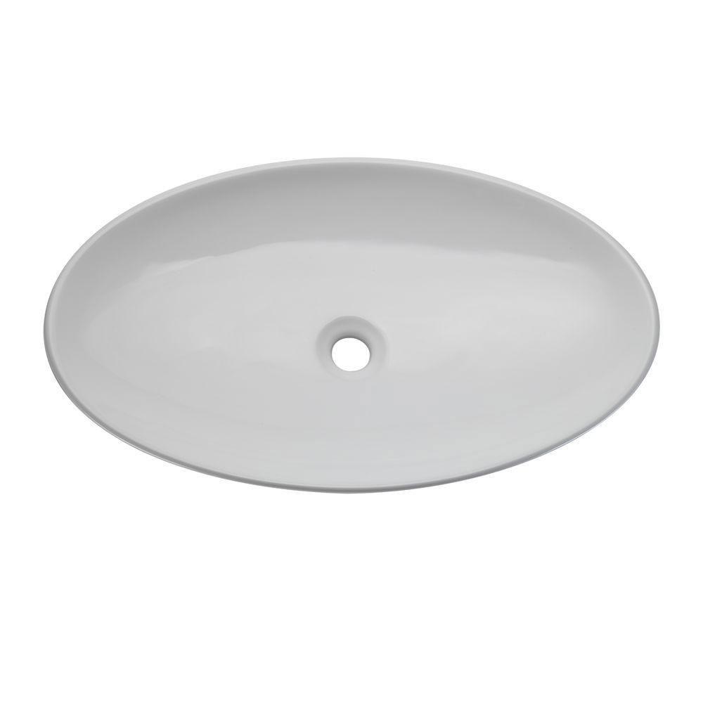 Decolav 1448-CWH Classically Redefined Oval Vessel Lavatory Sink, White 542924