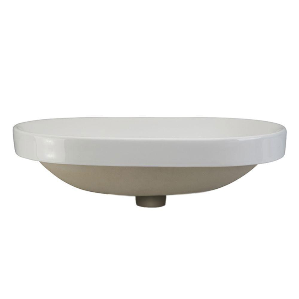 Decolav Classically Redefined Semi Recessed Oval Bathroom Sink in White 542929