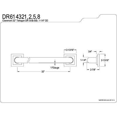 Kingston Brass Grab Bars - Chrome Claremont 32" Decorative Grab Bar DR614321