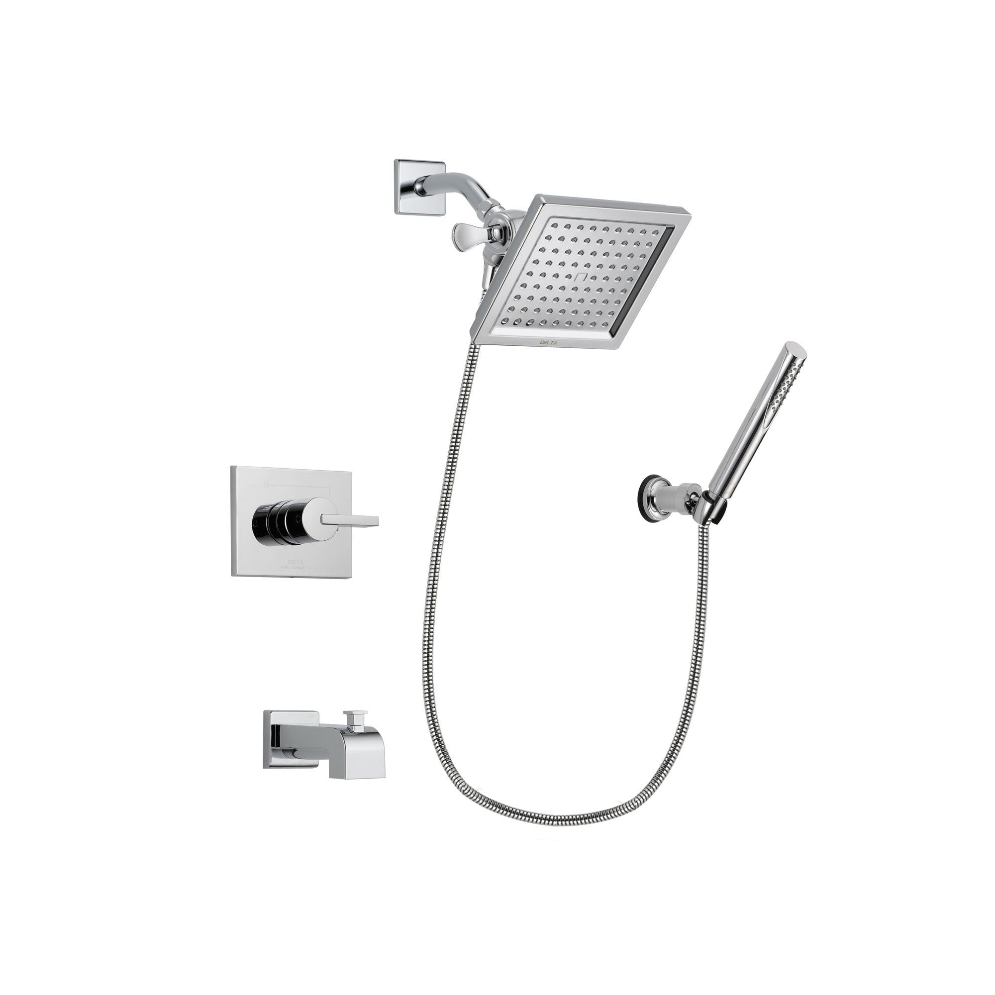 Delta Vero Chrome Tub and Shower Faucet System Package with Hand Shower DSP0074V