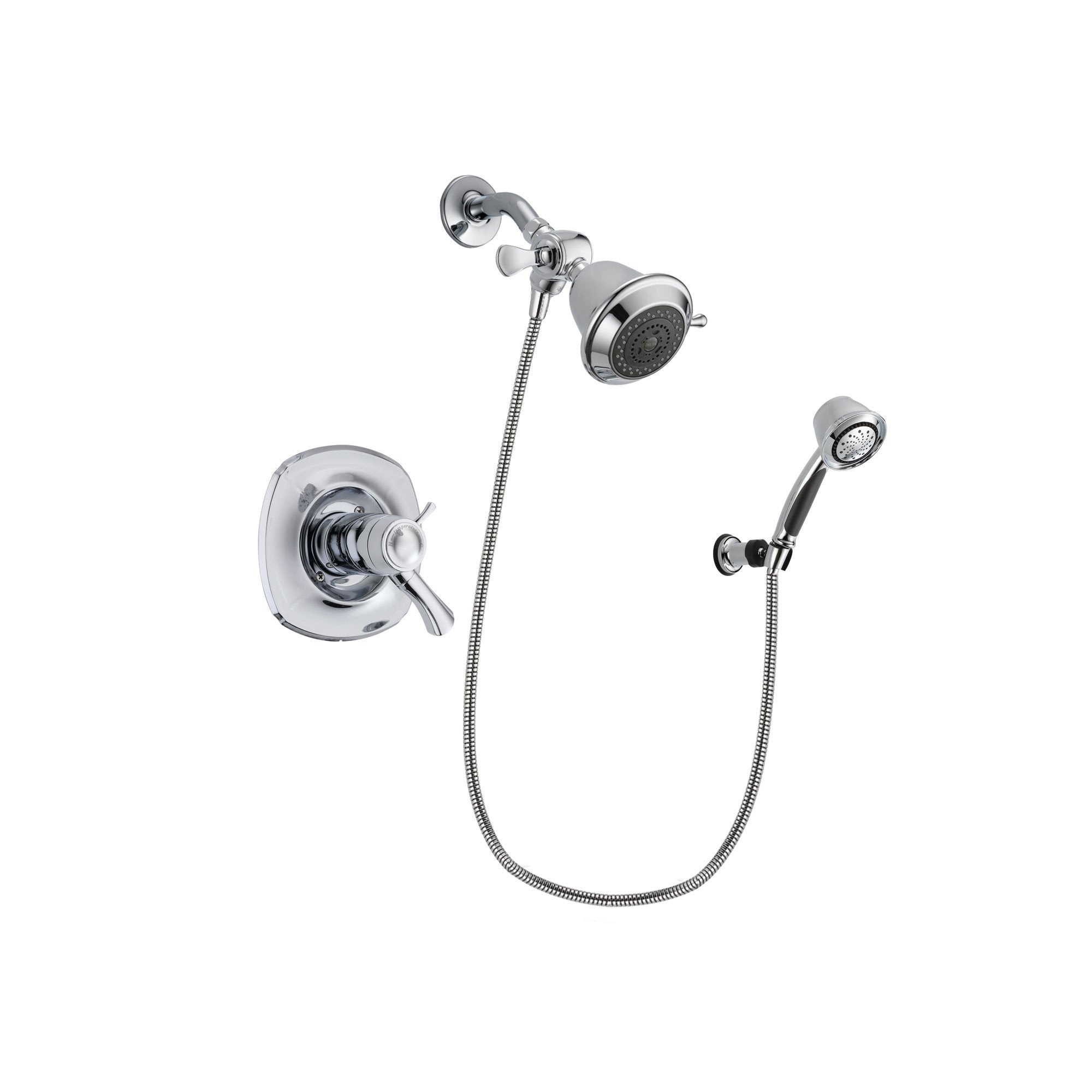 Delta Addison Chrome Finish Thermostatic Shower Faucet System Package with Shower Head and 5-Spray Adjustable Wall Mount Hand Shower Includes Rough-in Valve DSP0296V