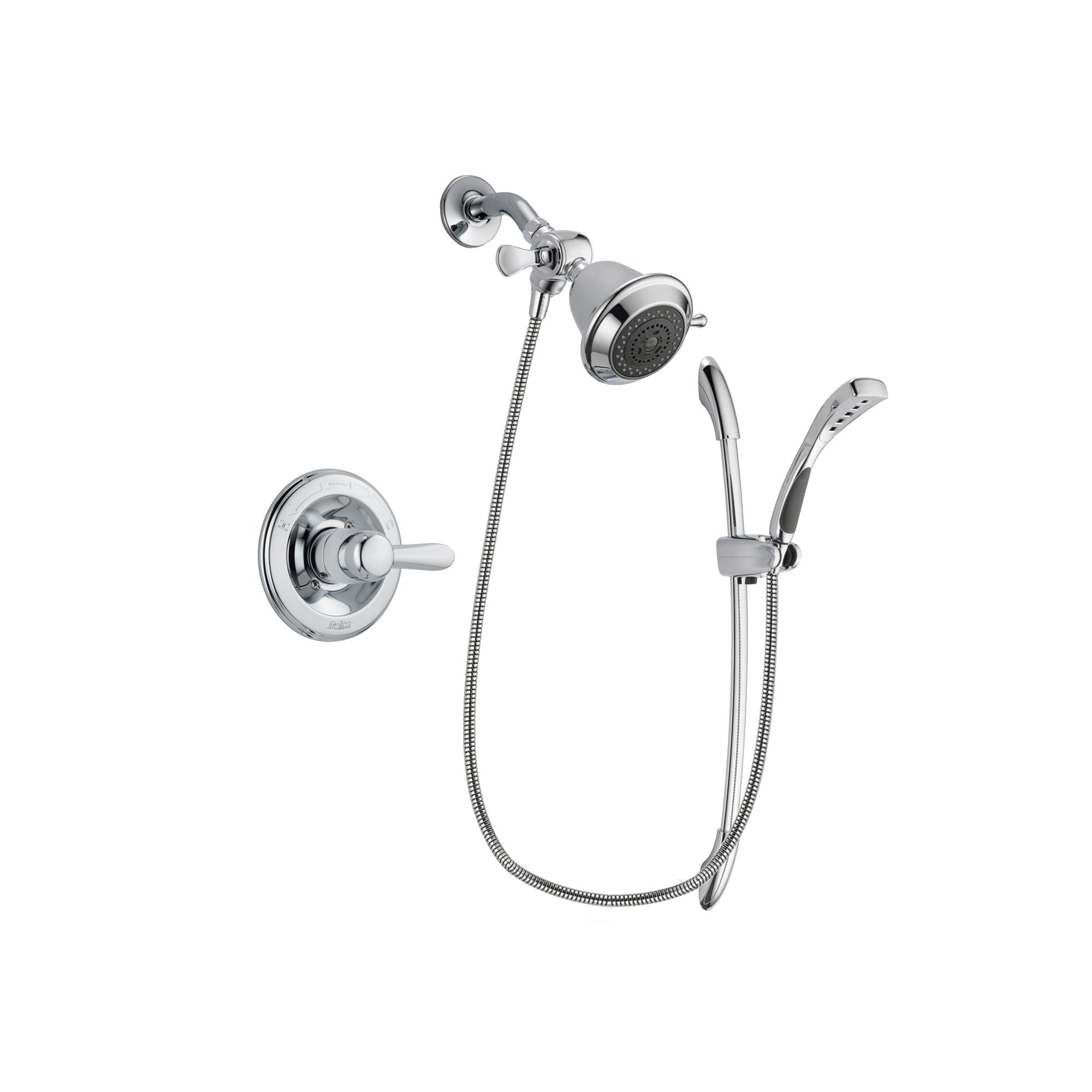 Delta Lahara Chrome Finish Shower Faucet System Package with Shower Head and Handheld Shower with Slide Bar Includes Rough-in Valve DSP0436V