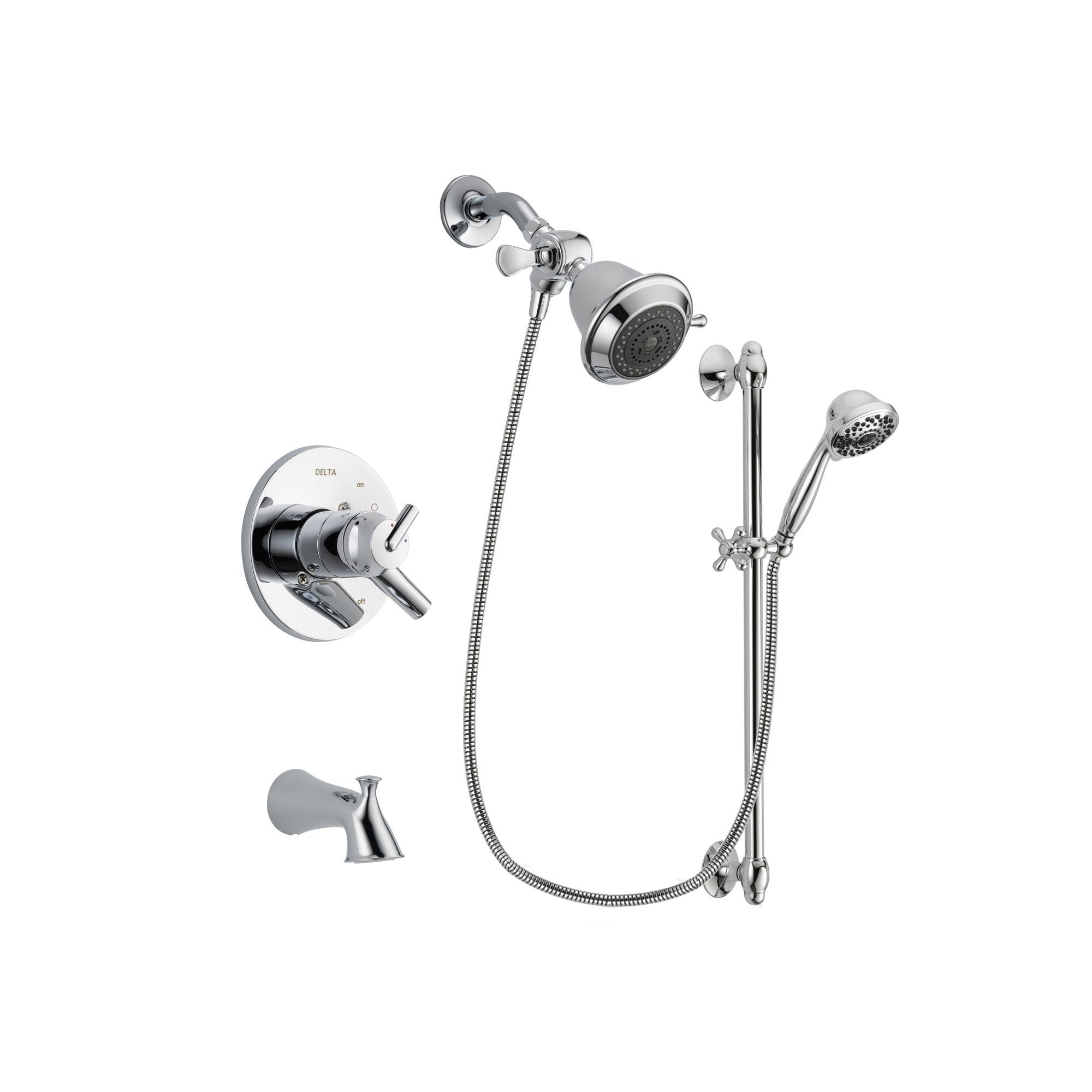Delta Trinsic Chrome Tub and Shower Faucet System with Hand Shower DSP0583V