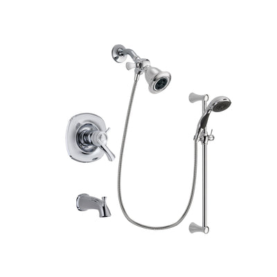 Delta Addison Chrome Finish Thermostatic Tub and Shower Faucet System Package with Water Efficient Showerhead and 5-Spray Wall Mount Slide Bar with Personal Handheld Shower Includes Rough-in Valve and Tub Spout DSP0737V