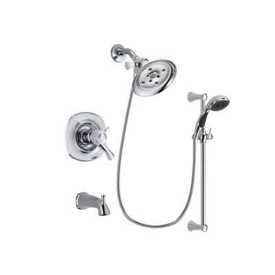Delta Addison Chrome Finish Thermostatic Tub and Shower Faucet System Package with Large Rain Showerhead and 5-Spray Wall Mount Slide Bar with Personal Handheld Shower Includes Rough-in Valve and Tub Spout DSP0771V