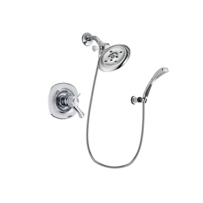 Delta Addison Chrome Finish Thermostatic Shower Faucet System Package with Large Rain Showerhead and Wall-Mount Bracket with Handheld Shower Spray Includes Rough-in Valve DSP1044V