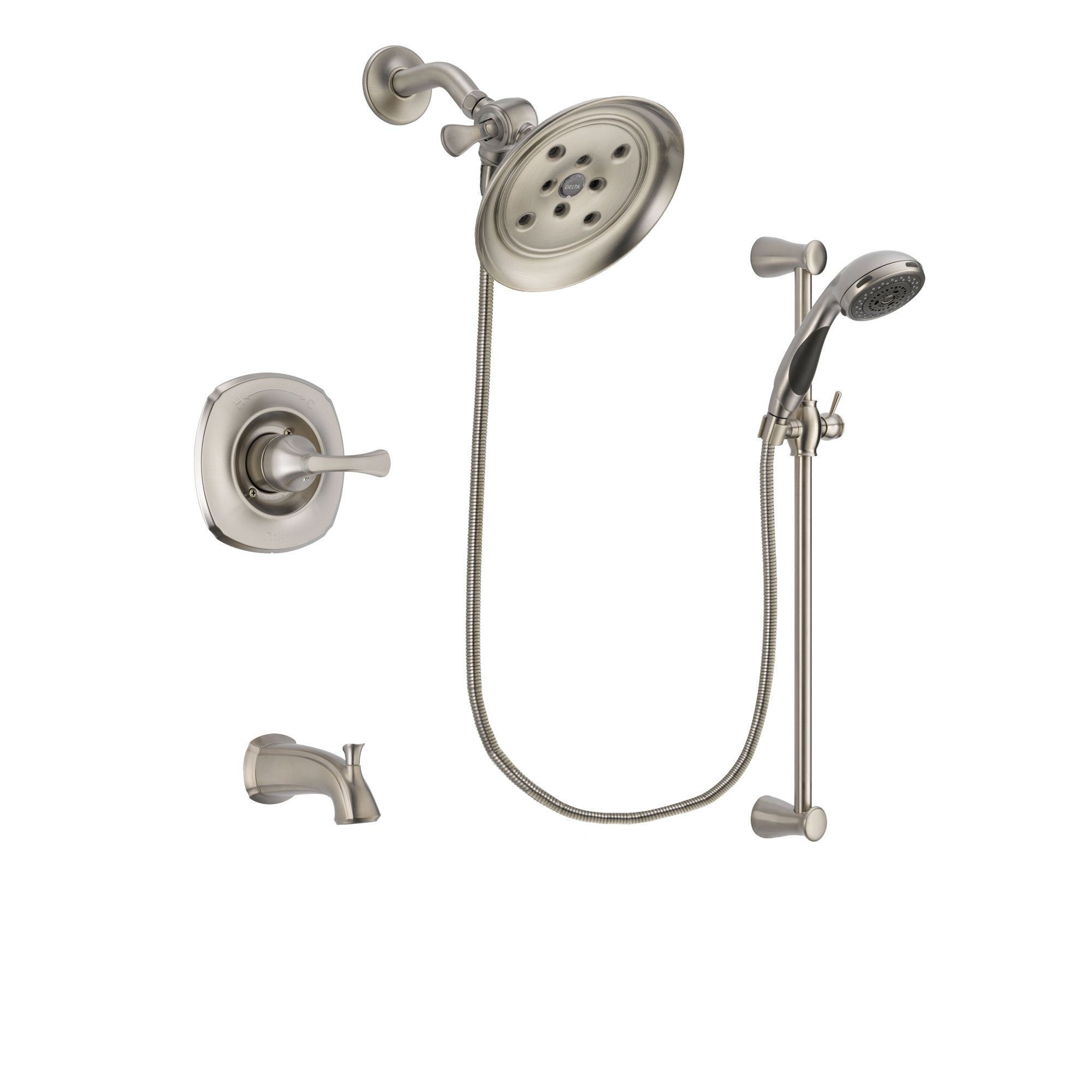 Delta Addison Stainless Steel Finish Tub and Shower System w/Hand Spray DSP1597V