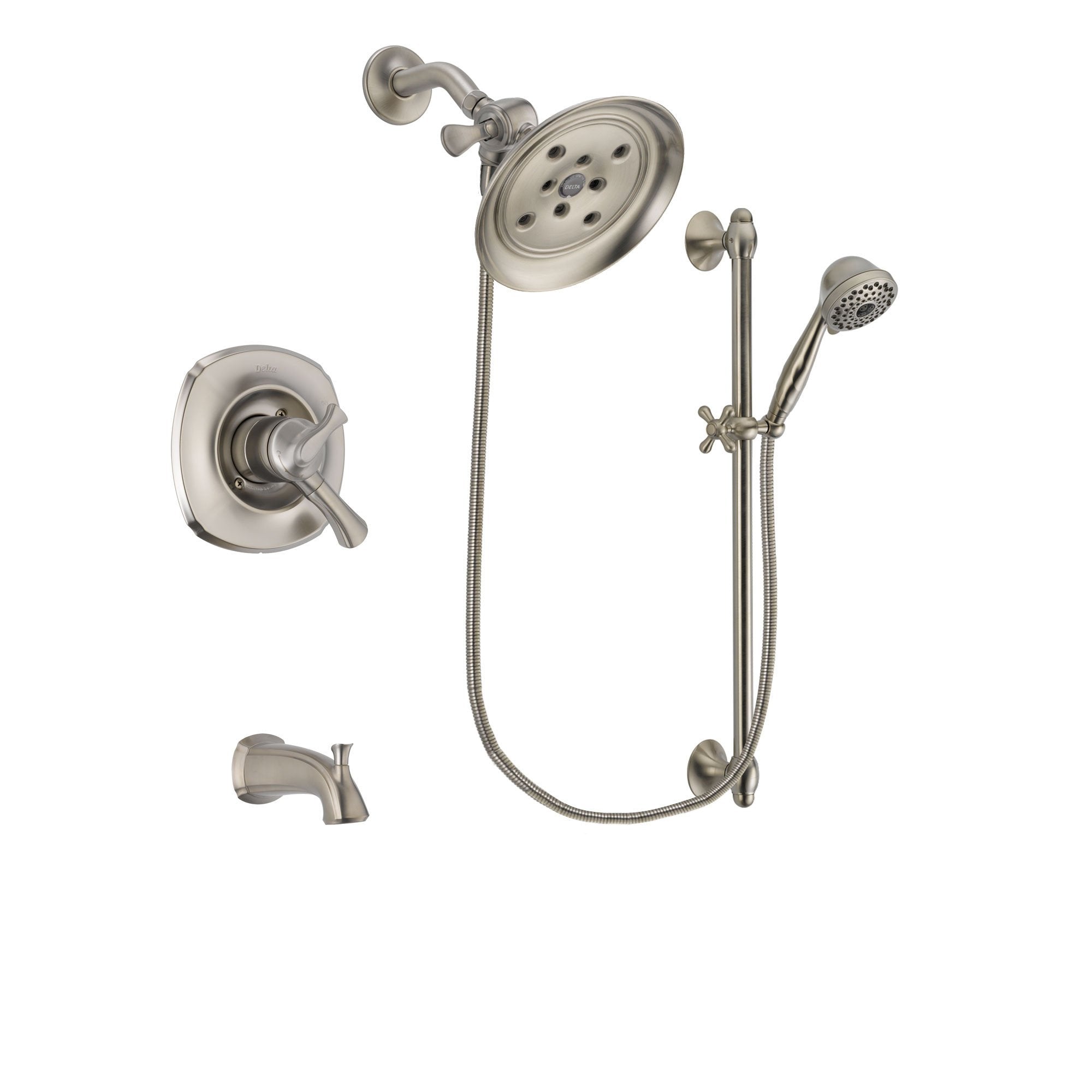 Delta Addison Stainless Steel Finish Tub and Shower System w/Hand Spray DSP1745V