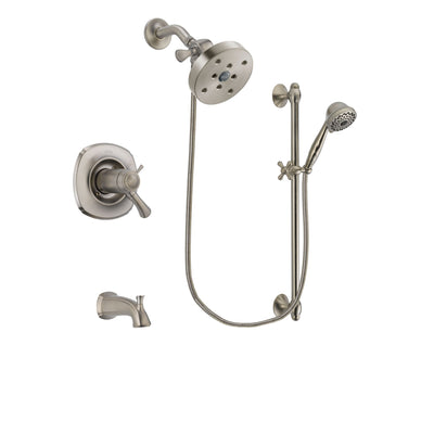Delta Addison Stainless Steel Finish Thermostatic Tub and Shower Faucet System Package with 5-1/2 inch Shower Head and 7-Spray Handheld Shower with Slide Bar Includes Rough-in Valve and Tub Spout DSP1757V