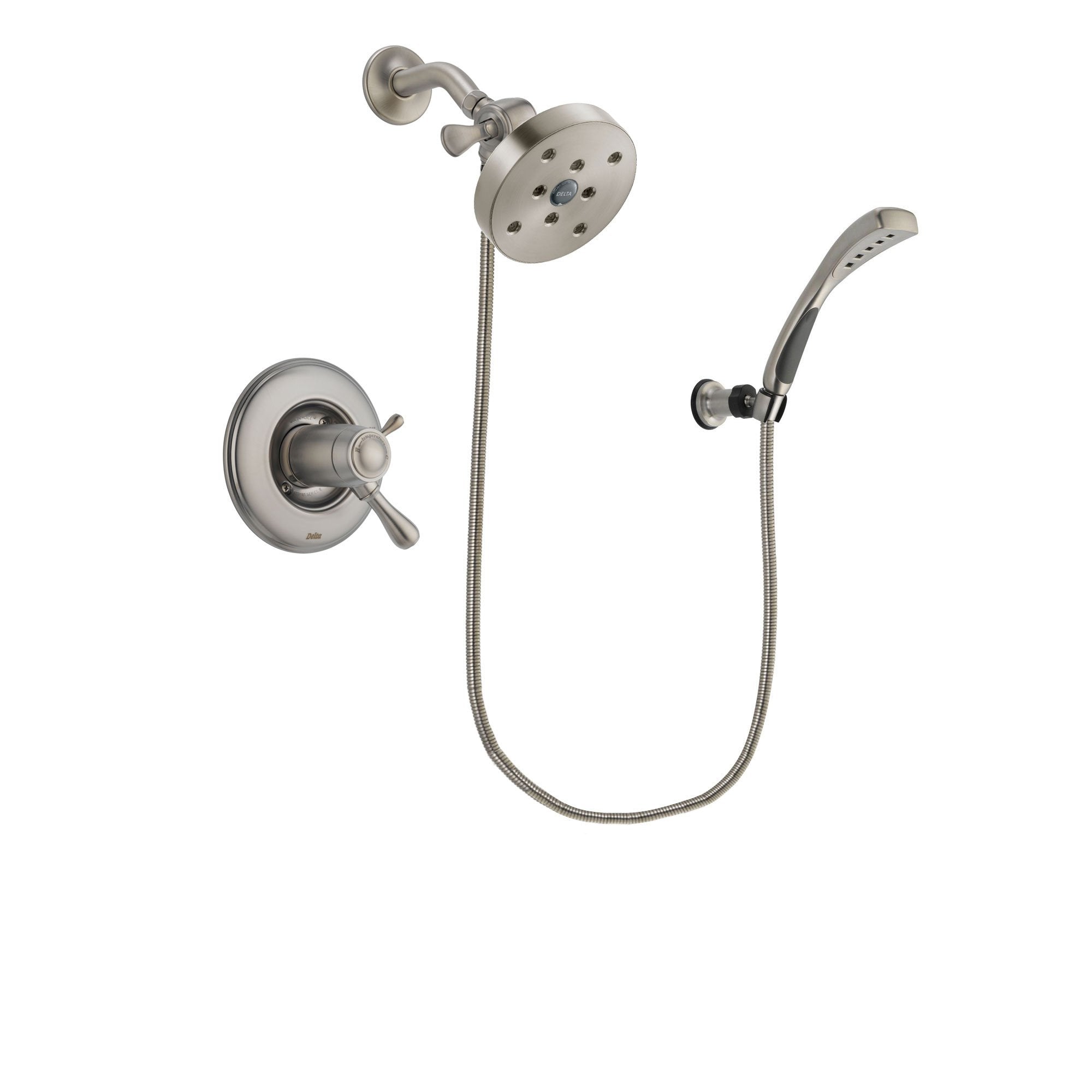 Delta Leland Stainless Steel Finish Thermostatic Shower Faucet System Package with 5-1/2 inch Shower Head and Wall Mounted Handshower Includes Rough-in Valve DSP1892V
