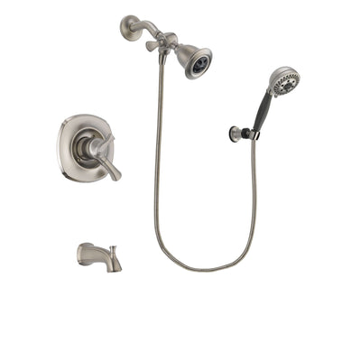 Delta Addison Stainless Steel Finish Dual Control Tub and Shower Faucet System Package with Water Efficient Showerhead and 5-Setting Wall Mount Personal Handheld Shower Includes Rough-in Valve and Tub Spout DSP1983V
