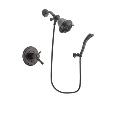 Delta Cassidy Venetian Bronze Finish Thermostatic Shower Faucet System Package with Shower Head and Modern Wall Mount Personal Handheld Shower Spray Includes Rough-in Valve DSP2870V