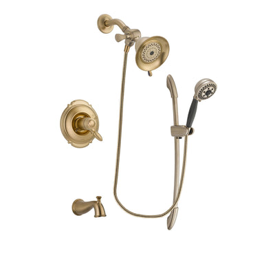 Delta Victorian Champagne Bronze Finish Thermostatic Tub and Shower Faucet System Package with Water-Efficient Shower Head and 5-Spray Handshower with Slide Bar Includes Rough-in Valve and Tub Spout DSP3319V