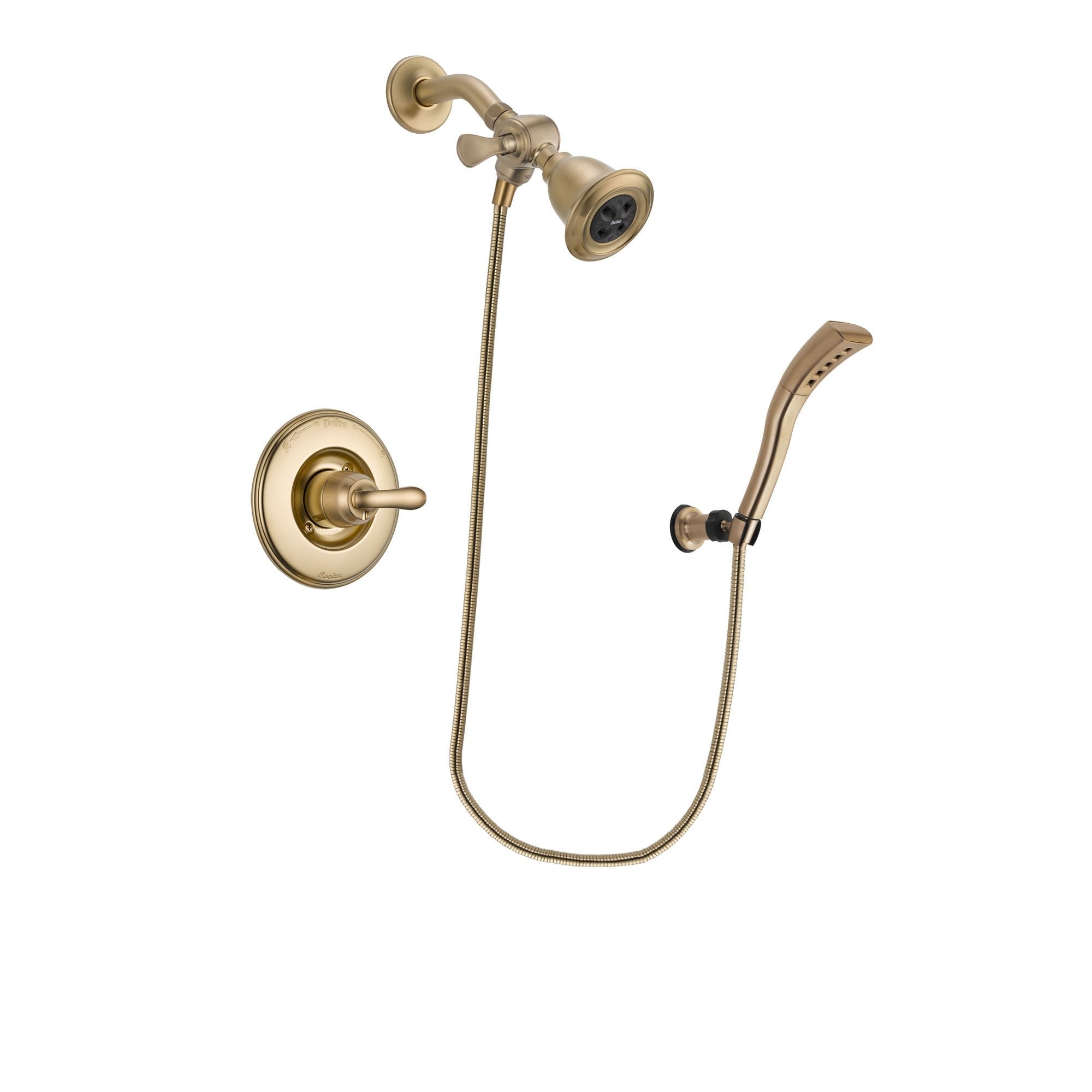 Delta Linden Champagne Bronze Finish Shower Faucet System Package with Water Efficient Showerhead and Modern Wall Mount Personal Handheld Shower Spray Includes Rough-in Valve DSP3670V
