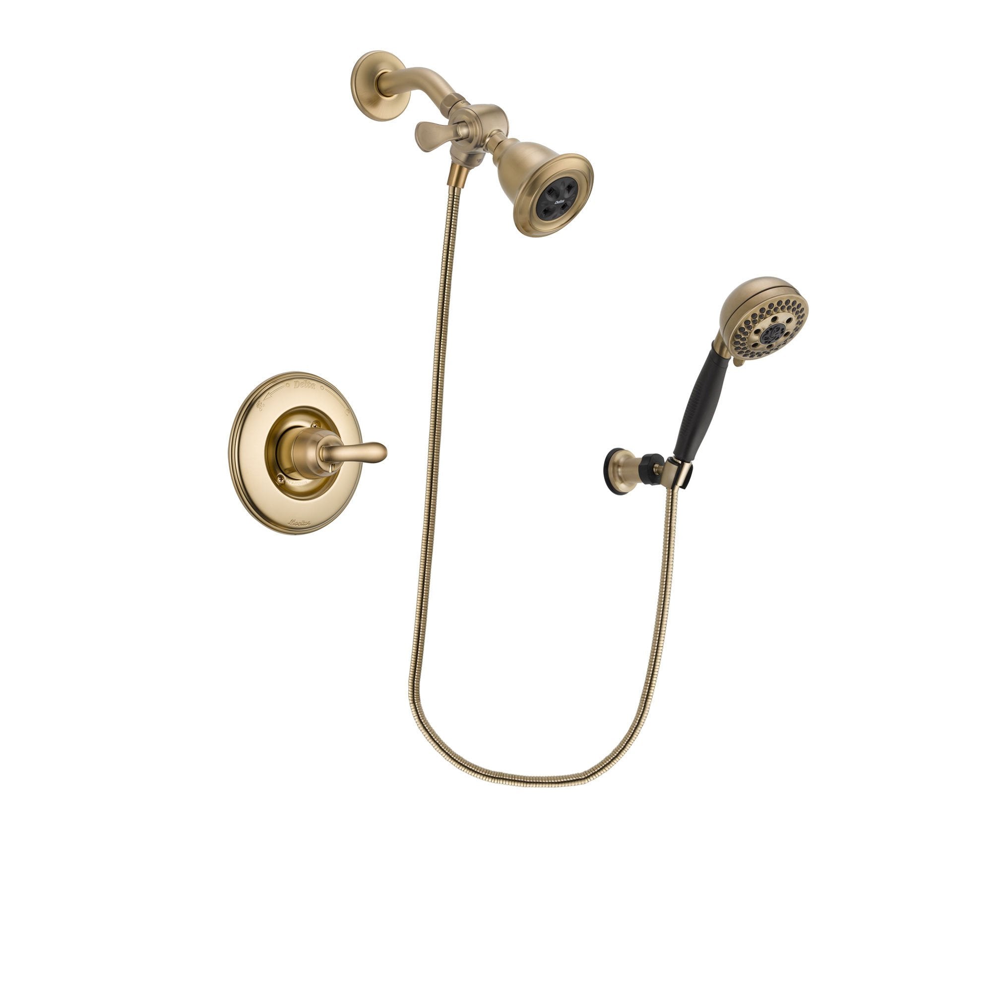 Delta Linden Champagne Bronze Finish Shower Faucet System Package with Water Efficient Showerhead and 5-Spray Wall Mount Hand Shower Includes Rough-in Valve DSP3774V
