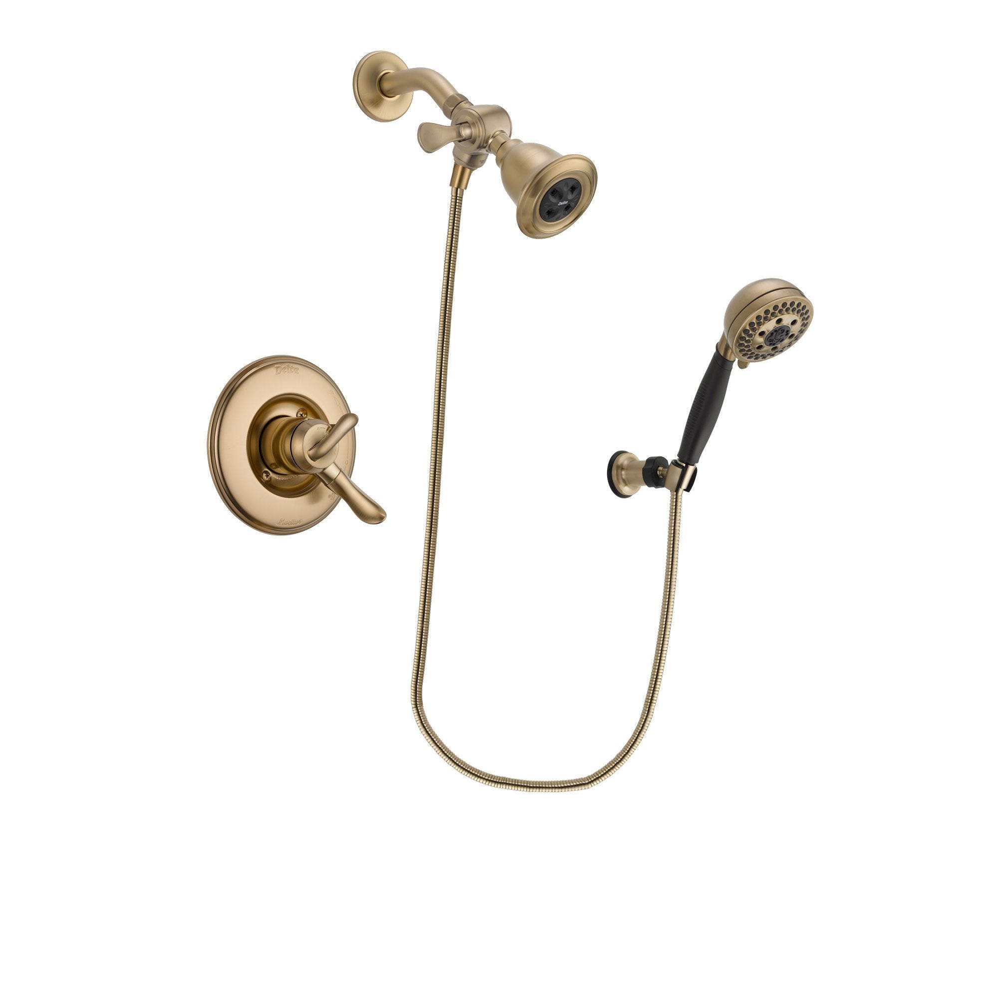 Delta Linden Champagne Bronze Finish Dual Control Shower Faucet System Package with Water Efficient Showerhead and 5-Spray Wall Mount Hand Shower Includes Rough-in Valve DSP3782V