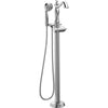 Delta Cassidy 1-Handle Floor-Mount Roman Tub Faucet Trim Kit with H2Okinetic Handshower in Chrome (Valve Not Included) 702310