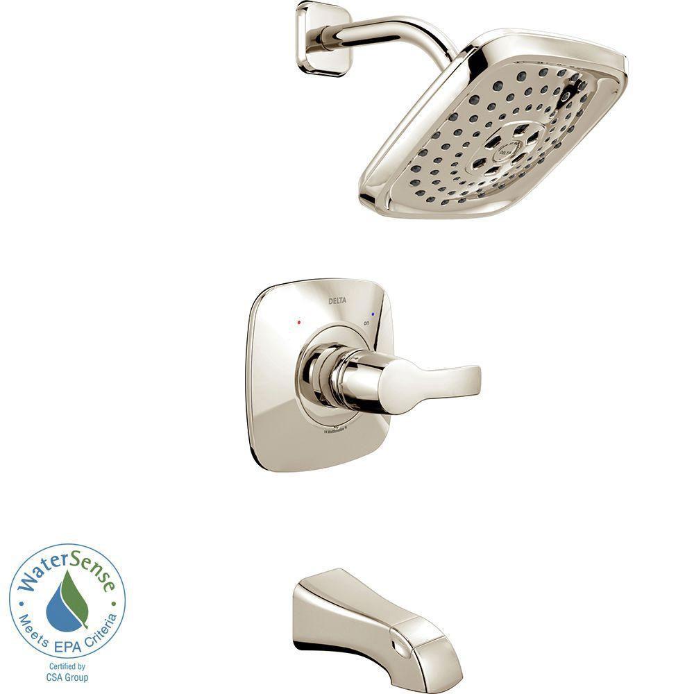 Delta Tesla H2Okinetic 1-Handle Tub and Shower Faucet Trim Kit in Polished Nickel (Valve Not Included) 718211