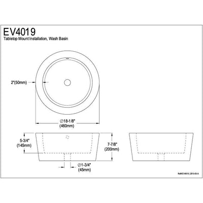 Kingston White Ripple White China Vessel Bathroom Sink with Overflow Hole EV4019