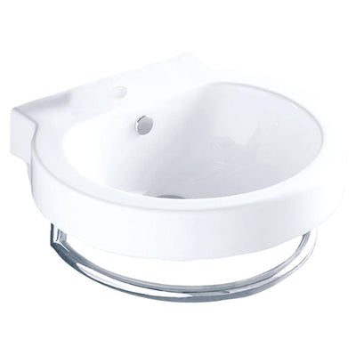 White China Vessel Bathroom Sink with Overflow Hole & Faucet Hole EV4052