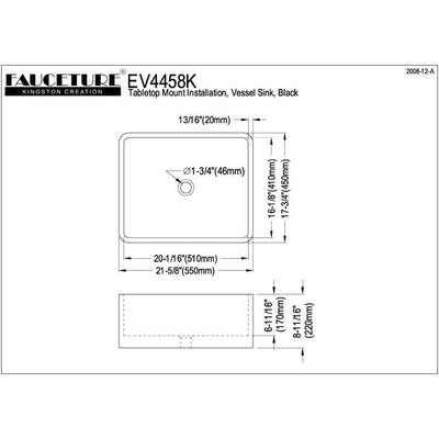 Kingston Elements Black China Vessel Bathroom Sink without Overflow Hole EV4458K