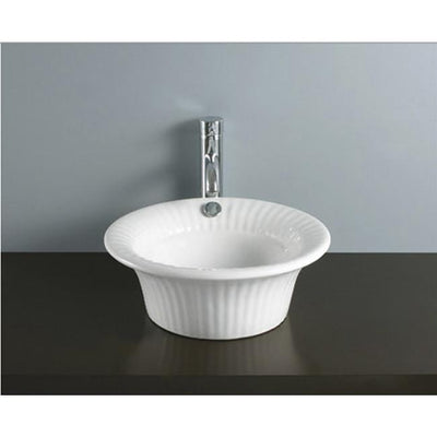 Kingston White Laurel White China Vessel Bathroom Sink with Overflow Hole EV7101