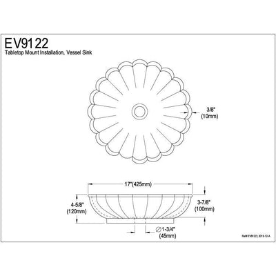 Kingston Daisy White China Vessel Bathroom Sink without Overflow Hole EV9122