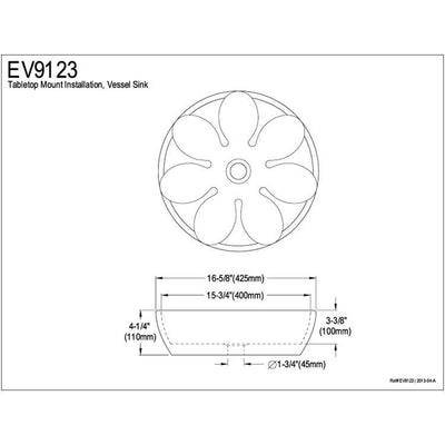 Kingston Glover White China Vessel Bathroom Sink without Overflow Hole EV9123