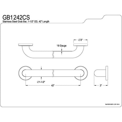 Kingston Brass Grab Bars - Satin Nickel 42" Commercial Grade Grab Bar GB1242CS