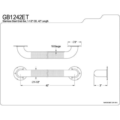 Kingston Brass Grab Bars - Satin Nickel 42" Commercial Grade Grab Bar GB1242ET