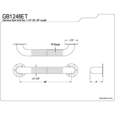 Kingston Brass Grab Bars - Satin Nickel 48" Commercial Grade Grab Bar GB1248ET