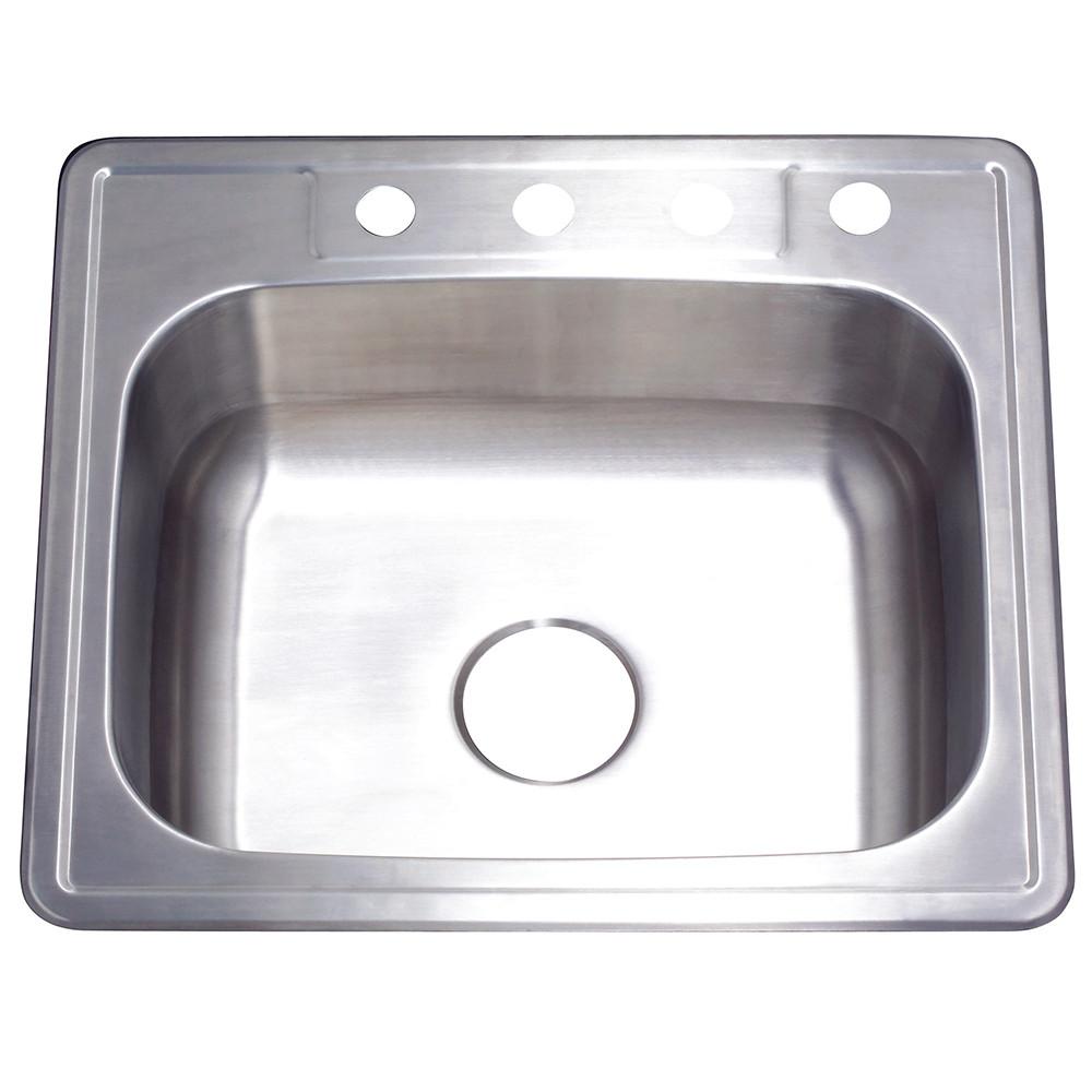 Brushed Nickel Gourmetier Single Bowl Self-Rimming Kitchen Sink GKTS252210