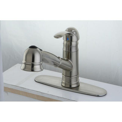 Kingston Satin Nickel Single Handle Pull Out Kitchen Faucet w plate GS7578WEL