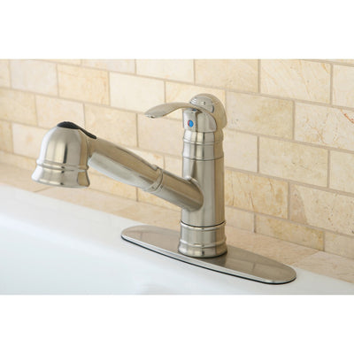 Kingston Satin Nickel Single Handle Pull Out Kitchen Faucet w plate GS7578WEL