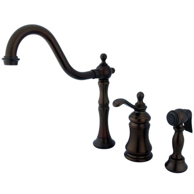Kingston Oil Rubbed Bronze Widespread Kitchen Faucet w Brass Sprayer GS7805TPLBS