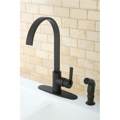 Kingston Oil Rubbed Bronze Single Handle Kitchen Faucet w Sprayer GS8715CTLSP