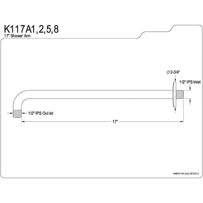 Kingston Brass Claremont Chrome 17" Rain Drop Shower Arm K117A1