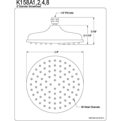 Bathroom fixtures Satin Nickel Shower Heads 8" Large Rain Shower Head K158A8