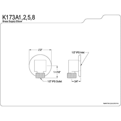 Kingston Brass Bathroom Accessories Satin Nickel Brass Supply Elbow K173A8