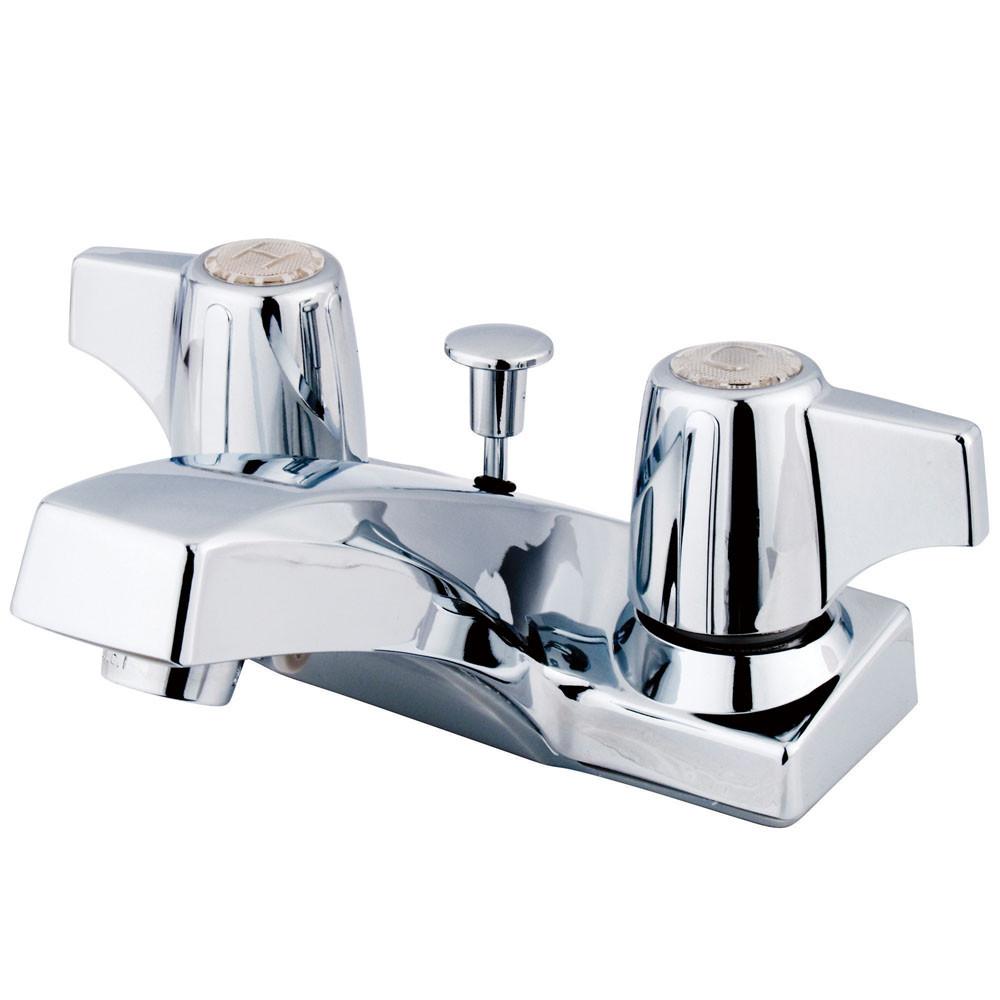 Kingston Brass Chrome 2 Handle 4" Centerset Bathroom Faucet with Pop-up KB100