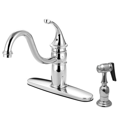 Kingston Brass Chrome Georgian 8" kitchen faucet with brass sprayer KB1571GLBS
