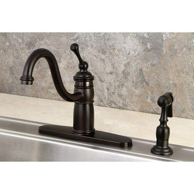 Kingston Oil Rubbed Bronze Single Handle Kitchen Faucet w Sprayer KB1575BLBS
