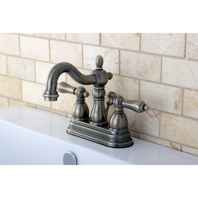 Kingston Vintage Brass 2 Handle 4" Centerset Bathroom Faucet w Drain KB1603AL