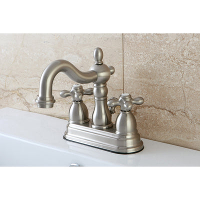 Kingston Satin Nickel 2 Handle 4" Centerset Bathroom Faucet with Pop-up KB1608AX