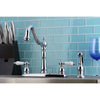 Kingston Brass Chrome 8" Centerset Kitchen Faucet with Brass Sprayer KB1751PLBS