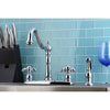 Kingston Chrome French Country Centerset Kitchen Faucet w Sprayer KB1751TXBS