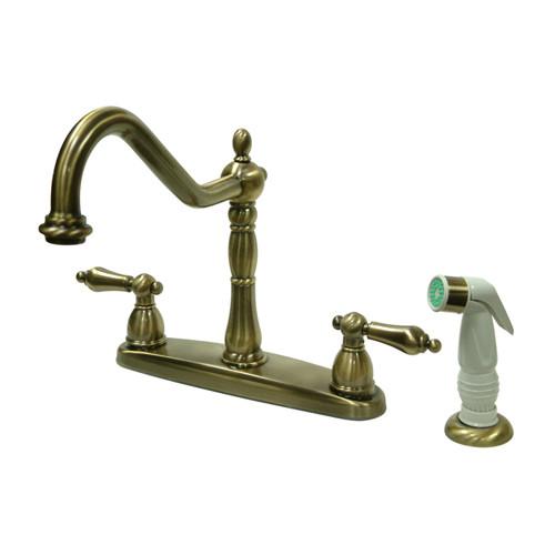 Kingston Brass Vintage Brass 8" Centerset Kitchen Faucet with Sprayer KB1753AL
