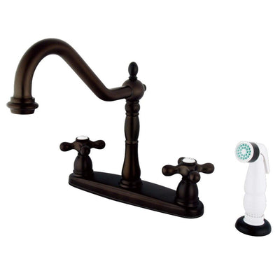 Kingston Oil Rubbed Bronze 8" Centerset Kitchen Faucet with Sprayer KB1755AX
